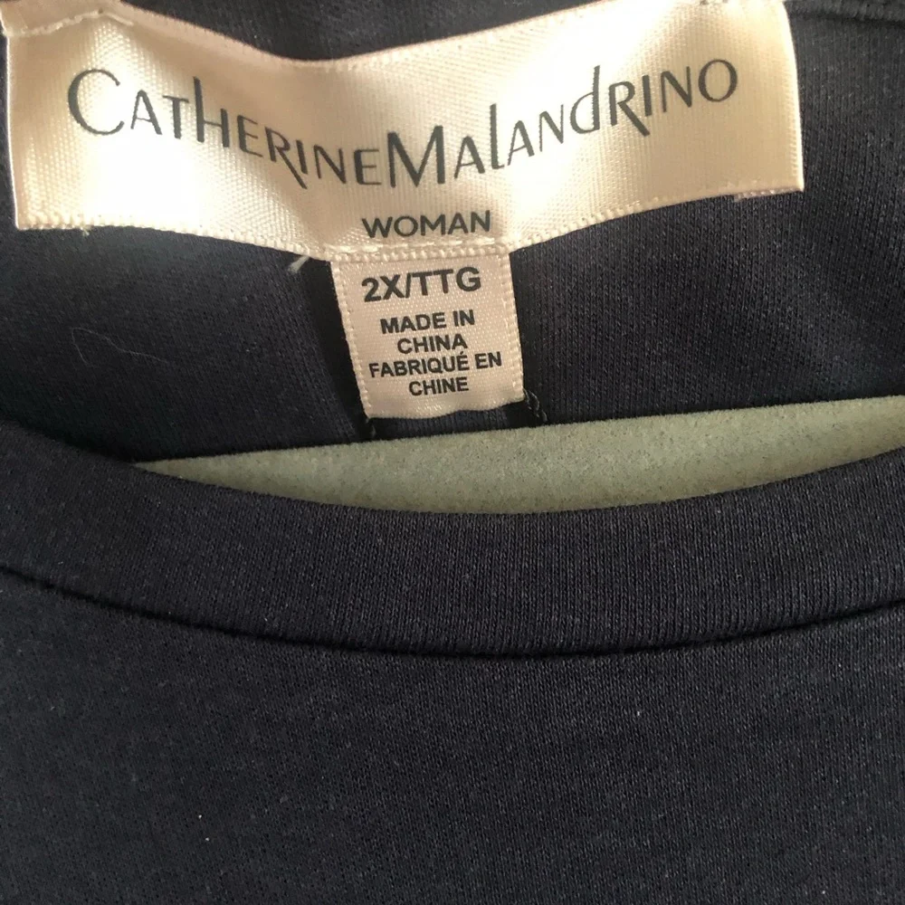 Anthropologie Catherine Malandrino Navy & White Embroidered Plus Size Top 2X NWT - Picture 9 of 11